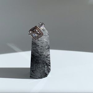 Silver 925 Cubic Zirconia Ring Large Square Stone